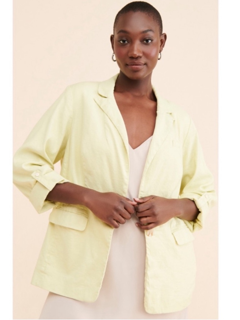 Anthropologie Maeve Linen Blend Oversized Blazer